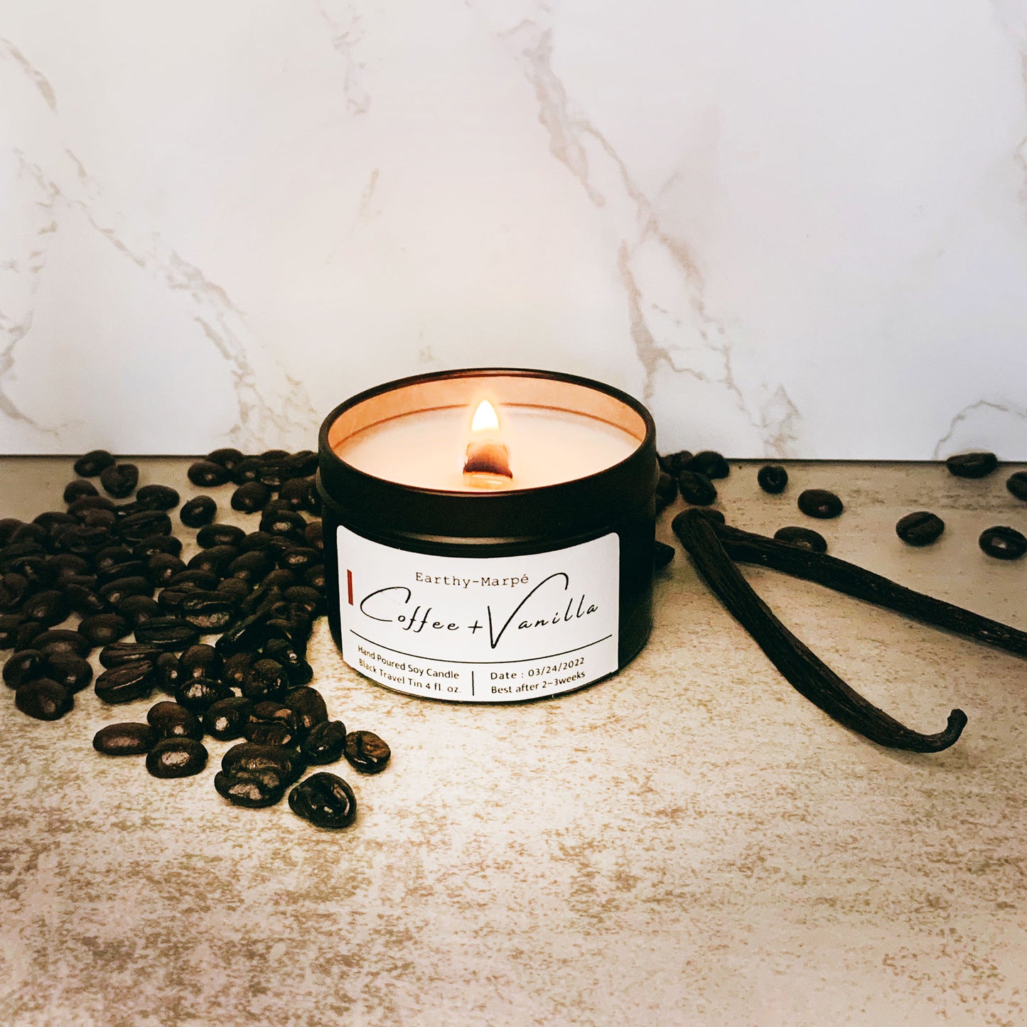 Fresh Brewed Vanilla Coffee Soy Candle  Crackling Wooden Wick Candle –  Earthy-Marpé
